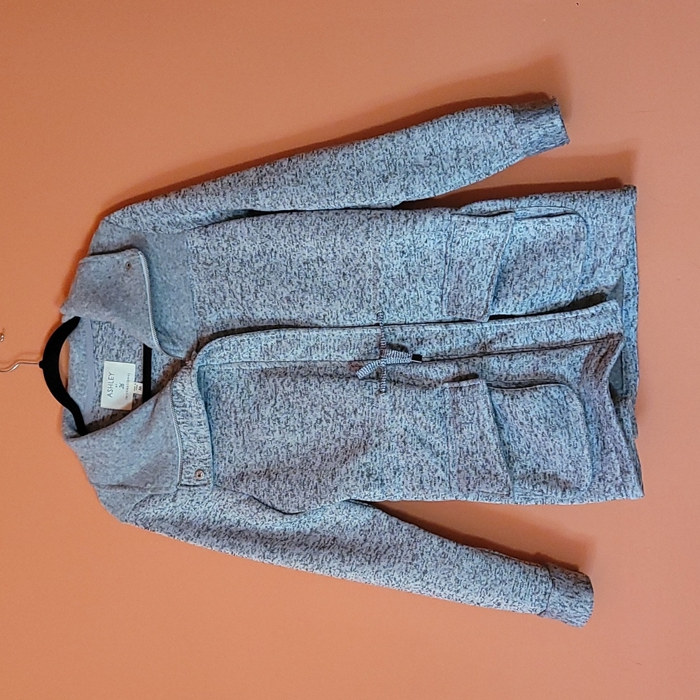 Ashley Grey Long Zip Up Sweater